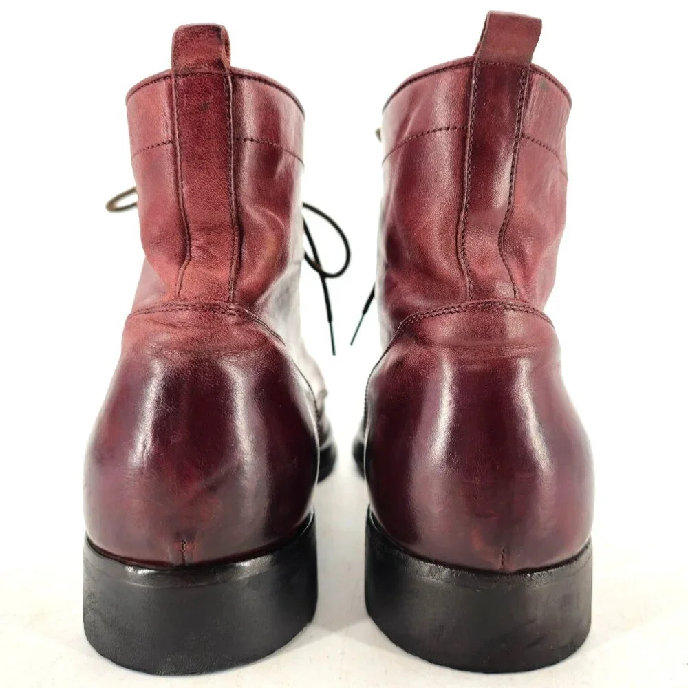 Alberto Fasciani Italy Burnished Burgundy Combat Boots Mens 9 Casual Dress Boots - Picture 5 of 14